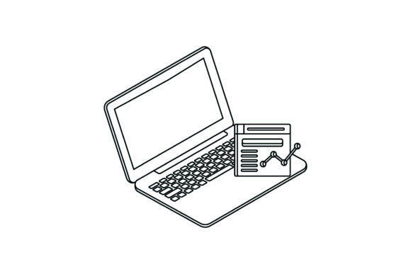 Review: Flat Illustration Laptop Data Funny for Embroidery