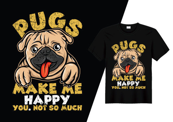 Review: Pugs Make Me Happy Funny T-shirt Design